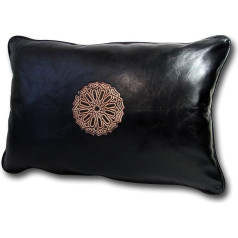 ALMADIH Īstas ādas spilvens melns XL ar pildījumu 50 x 35 cm - 100 % roku darbs, ādas spilvens - dīvāna spilvens Dekoratīvs spilvens Dīvāna spilvens Oriental Lounge Cushion Covers Back Cushion