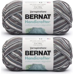 Bernat Handicrafter Cotton Ombre Pepper Varg - 2 iepakojumi pa 340g - Kokvilna - 4 vidēji (ķemmdzija) - 608 jardi - Adīšana, tamborēšana un amatniecība