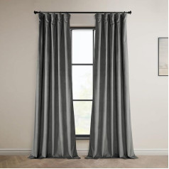 HPD Half Price Drapes VPYC-P Heritage Plüschsamt-Vorhänge, 274 cm lang, Raumverdunkelungsvorhänge für Schlafzimmer und Wohnzimmer, 50 B x 108 L, (1 loks), Destiny Grey, Samt, 108 in