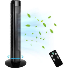 Mursche Tower Fan Quiet Fan Black: Спальня 90 ° колебания с пультом дистанционного управления напольные вентиляторы 80 см с 3 скоростями колонный вентилято