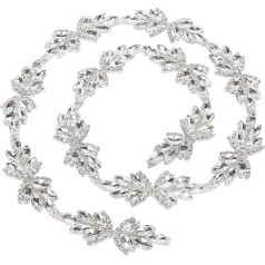 Kristall Strass Applikationen, 1 Yard Glitzernde Kristall Nähbesatz Kunsthandwerk Brautkostüm Verzierung Kettenbesatz für Schmuck, DIY, Halskette, Taschen(White)