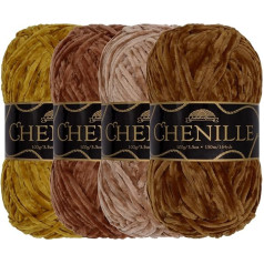 JubileeYarn Chenille siūlai - Worsted - 100 g kamuoliukas - 4 kamuoliukai - Brown