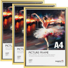 Inspire By Hampton IBH-EASA4GDP-PK3 21 x 30 cm Easyloader A4 Photo Frame, Pack of 3, Gold