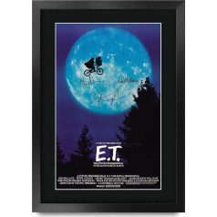 HWC Trading E.T. The Extra-Terrestrial A3 Framed Signed Printed Autographs Picture Print Photo Display Gift For Henry Thomas Dee Wallace Steven Spielberg Film Fans