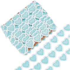 GORGECRAFT 4,5 m 23 mm zilā krāsā sirds mežģīnes apdares sirds formas izšūtas austas lentes baltās malas rotājumi Applique DIY šūšanas amatniecības apģērbu aizkaru svārki Picture Frames rotājumi rotājumi