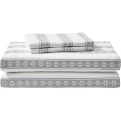 Eddie Bauer - King Size Flat Sheet kokvilnas flaneļa gultasveļas komplekts Brushed for Extra Softness Cosy Home Decoration (Snowflake Fair Isle King Size)