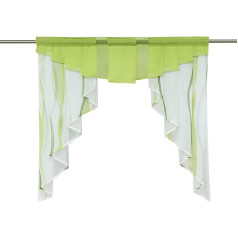 HongYa Aukliņu aizkars caurspīdīgs Voile īss aizkars maziem logiem H/W 145/120 cm Cream Green