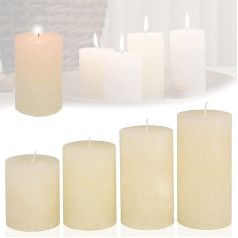 Candelo Набор из 4 деревенских свечей Ambience Christmas - Advent Wreath Rustic Candle - Champagne Cream - 8/10/12/14 cm - Candle Advent Christmas Candle