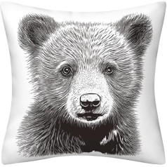 DILOXNSU Cartoon Bear Sketch Cushion Cover 18 x 18 collu mājas rotājumi spilvens dzīvojamās istabas dīvāna dīvāna apdare 18 x 18 collu