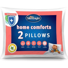 Silentnight Home Comforts 2 mīksto vidēja stiprinājuma spilvenu komplekts ar pretapaugšanas un antibakteriālām šķiedrām - mazgājams veļas mazgājamā mašīnā - 2 gabali - balts