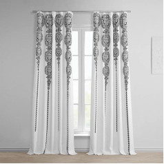 HPD Half Price Drapes HPD BOCH-DLN195B-84 Aizkari, 127 x 213 cm, lina tekstūra, 1 panelis, melns, poliestera maisījums, Cyprus Black, 50 collas x 84 collas