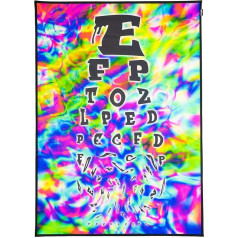 PSYWORK Black Light Auduma Plakāts Neon Trippy Eye Chart 0,5 x 0,7 m UV-Active Fluorescent Wall Hanging Auduma Banner Plakāts Sienas Māksla Print Dekoratīvie Picture Dekoratīvais Dekorēšana Gobelēns