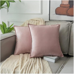 SAESR Luxuriöse Samt Kissenbezüge Kissenbezüge 45x45 cm mit unsichtbarem Reißverschluss - Glamouröser Kissenbezug für Wohnzimmer, Sofa und Schlafzimmer (2 Kissenbezüge - Blush Pink)