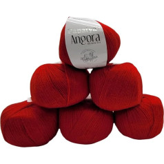 6 x 100 g Papatya Angora adāmadatas ar 20% Merino vilnas, 600 g adāmadatas vilnas (Sarkana 3080)