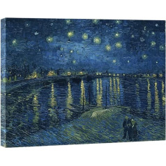 Wieco Art Van Gogh Oil Painting Starry Night Over the Rhone, Van Gogh Reproducējot Liela Modern Stretched un ierāmēta audekls Printēt Sienas māksla Seascape Pictures Office Decoration