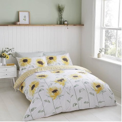 Catherine Lansfield Sunflower Reversible Yellow King sega pārklājs ar spilvendrānu pārvalkiem