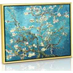 Wieco Art Almond Blossom Gold Canvas Prints by Vincent Van Gogh Painting Reproduction Wall Art Pictures for Home Office Decorations