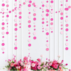 15,2 m rozā apļi Polka Dot Garland Party dekorēšana Hanging Papīra Polka Dot Dzimšanas diena Vistu nakts saderināšanās Kāzas Bērnu šovs Mājas bērnistaba