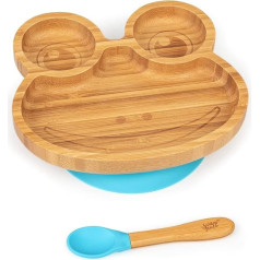 bambuswald© Baby Plate with Suction Cup for Babies and Toddlers - Frog Children's Tableware Spoon Plate Bowl - Sustainable & Ecological | Baby Plate with Suction Cup - Bērnu šķīvis ar piesūcekni - Bērnu šķīvis ar piesūcekni