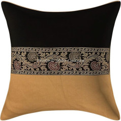 Stylo kultūra Etniskās kultūras dekoratīvais spilvens dīvānam 40 x 40 Home Decor Black Beige Brocade Patchwork Polydupion Cushion Cushion Cover Floral 40 x 40 cm Cushion Cover