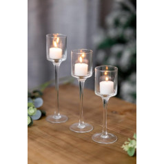 Kerzenhalter aus Glas, 3-teiliges Set, Weihnachten, Votivkerzen, Stumpen, Heimdekoration, versetzt