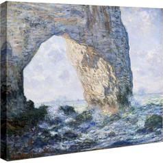 Wieco Art Die Manneporte Leinwanddrucke von Claude Monet berühmten Ölgemälden Reproduktion Kunstwerk klassische Meereslandschaft Meer Strand Bilder auf Leinwand Wandkunst für Home Office