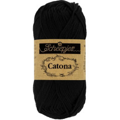 Scheepjes 1699-2 Catona Baumwolle Garn, 110 Jet Black, 10x100g, 10 gab.