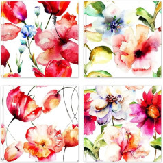 DìMò ART Modern Flowers Pictures Pieci 4 gabali 30x30cm Kanvas izdrukas Classic Art Decor virtuves guļamistaba dzīvojamā istaba bārs birojs restorāns