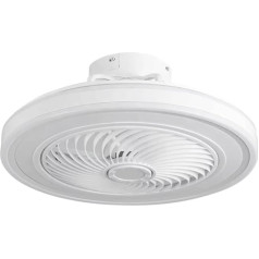 Bel Air Home - Modern LED ceiling light and VINCI fan with rotating grille, adjustable remote control and DC motor with 4 wind speeds, white, energy saving and quiet.