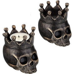 Tolida Skull Skull Tea Light Holder Scary Scary Tea Light Votive Candle Holder Gothic Terrible Skull Picture Skeleton Decorative Candle Holder for Halloween Secret Chamber Decor (Bronzas)