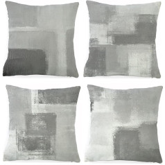 TIAODIAN Grey Cushion Covers 18x18 collas 4 Pack Modern Abstract Art Square Dekoratīvie spilveni Covers 18x18 dzīvojamā istaba Dīvāns Dārzs Āra spilveni Covers