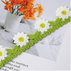 XCSJ 3 jardi 3 cm plata mežģīņu apdares ziedu mežģīņu lenta Daisy Lace Trim Izšūšanas apmales ziedu dekoratīvā lenta Poliestera apmales un lentes šūšanai, apģērbiem, amatniecībai, kāzu dekorēšanai (balta)