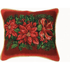 Violet Linen Dekoratīvs Ziemassvētku poinsettias gobelēns Poliesters Poinsettias spilvena pārvalks, 18 x 18 collas