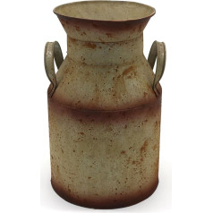 CVHOMEDECO. Milchkanne aus verzinktem Metall, alte rustikale Primitive Krugvase für Haus- und Gartendekor. Durchm. 15,5 x 25,4 cm Multicolor