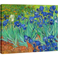 Wieco Art Irises Große, moderne Galerie, verpackter floraler GicléeLeinwanddruck von Van Gogh berühmte blaue Blumen Ölgemälde Reproduktion Kunstwerk Bilder auf Leinwand Wandkunst für Schlafzimmer