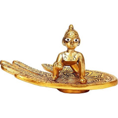 Purpledip Metal Statue Krishna Laddoo Gopal on Palm Tree (12268)