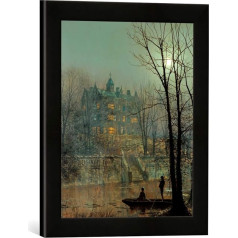 Ierāmēta Picture of John Atkinson Grimshaw Knostrop Old Hall Leeds Art Print in High Quality Handmade Picture Frame 30x40cm Matt Black