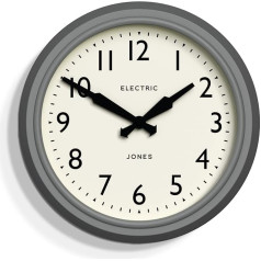 JONES CLOCKS® Telecom sienas pulkstenis Klasisks dizains modernās krāsās, kas lieliski piemērots virtuves, dzīvojamās istabas vai biroja pulksteņiem ar viegli salasāmiem cipariem (pelēks)