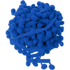 uxcell Fransenborte mit Pompom-Bällen, Nähzubehör, Basteln, für Zuhause, Vorhang, Kleidung, Kissen, Dekoration, 12 mm, Blau, 20 m