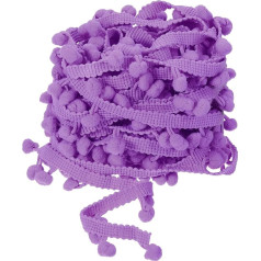 izejmateriālu karte Fransenborte, 9,1 m, Pompom-Ball, Nähzubehör, Basteln, für Zuhause, Vorhang, Kleidung, Kissen, Dekoration (8 mm, lila)