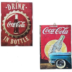 KUSTOM ART 2 attēli 25 x 18 cm Vintage Coca Cola Collectable Koka izdruka restorāniem Pizzeria Bar Hotel