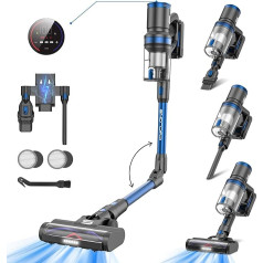 Vistefly V12 Flex bezvadu putekļsūcējs, 32 KPa, 180 grādu leņķī salokāms akumulatora putekļsūcējs ar krāsainu skārienekrānu, darbojas līdz 60 minūtēm, akumulatora putekļsūcējs mājdzīvnieku spalvām, paklājiem, cietiem materiāliem.