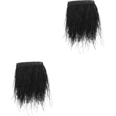 NUOBESTY Pack of 2 Strausa vilnas rotājumi Balta šalle Balta zīda lente Kāzu apdare Plume Fringe Trim DIY spalvu auduma kāzu kleita Tassels Bow Aksesuāri Apģērbu audums