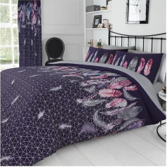 GC GAVENO CAVAILIA Easy Care Printed Reversible Duvet Cover Set Double Purple Purple