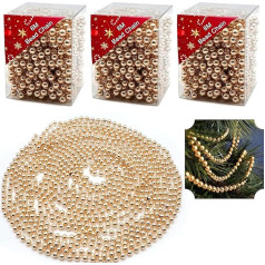 3 x Ziemassvētku eglītes pērlītes Rose Gold 8M Pearl Chains Ziemassvētku rotājumi Hanging Ornaments Ornaments Home Party Supplies Adorable Indoor Outdoor Decoration