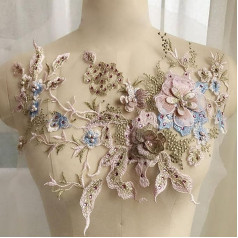 Izšūšana Applique 3D Flower Embroidery Patch Beads Tulle DIY apdares audums apģērbu kleita auduma (Marca Dragon 2)