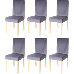 Mendler Littau Set of 6 Dining Room Chairs Kitchen Chairs Velvet Grey Light Legs