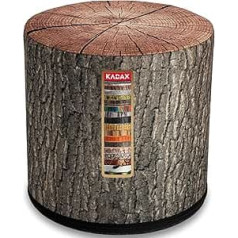 Kadax Pouf, Round Stool, Pouf, Diameter 40.5 x 41 cm, Wood Look, Pouf with Washable Cover, Bean Bag, Floor Cushion, Decorative Stool, Footstool, Seat Cushion, Fabric Stool (Oak)