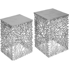 Riess Ambiente Filigrāna sānu galdiņš 2 lapu komplekts 33 cm sudraba krāsā roku darbs Kafijas galdiņi Dīvāna galds Dekoratīvs viesistabas galds Naktsgaldiņš