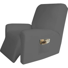 ‎Easy-Going Easy-Going 4 Pack Microfibre Stretch Recliner Cover - Spandex Soft Fitted Sofa Couch Cover Mazgājams mēbeļu aizsargs ar elastīgu apakšdaļu bērniem, mājdzīvniekiem (Deck Chair, Grey)